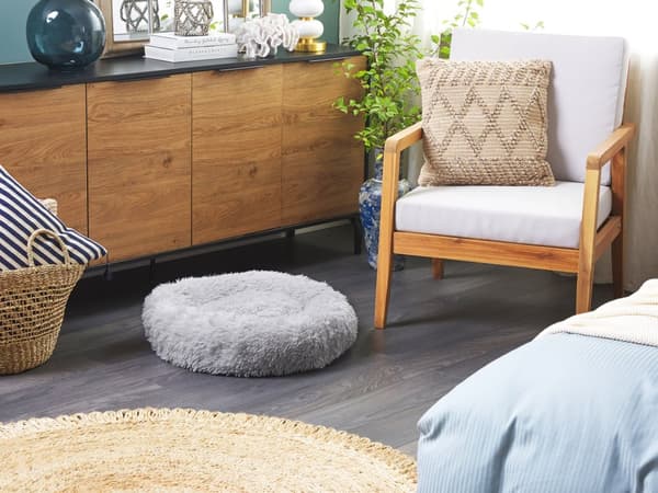 Hundeseng Lysegrå Polyester 60 x 60 cm Rund Blød krammepude til Stue og Soveværelse