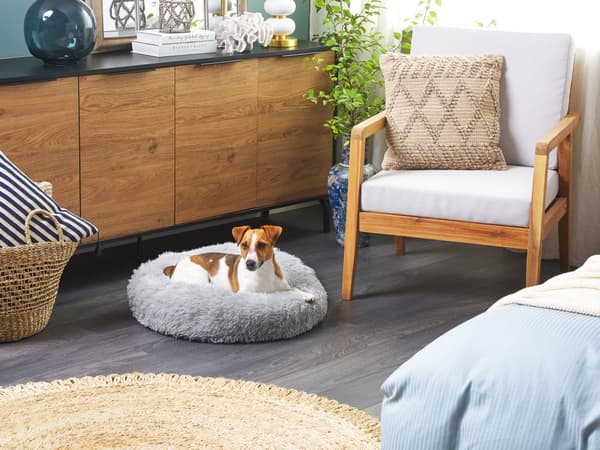 Hundeseng Lysegrå Polyester 60 x 60 cm Rund Blød krammepude til Stue og Soveværelse