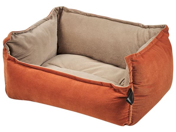 Dyreseng Orange Beige Polyester 50 x 37 cm Vendbar Velour Rektangulær Hund Kat Blød krammepude Stue Soveværelse