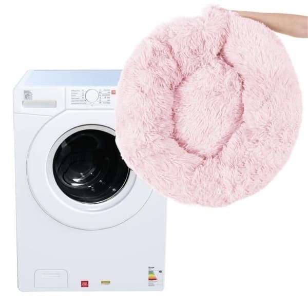 Säng för hund och katt - SPRINGOS® - 80 cm - Ljusrosa - Mjuk stoppning - Tvättbar vid 30°