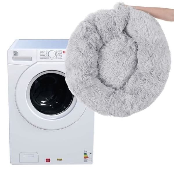 Hund- och kattbädd - SPRINGOS® - 90 cm - Grå - Tvättbar vid 30° - Antiglidande