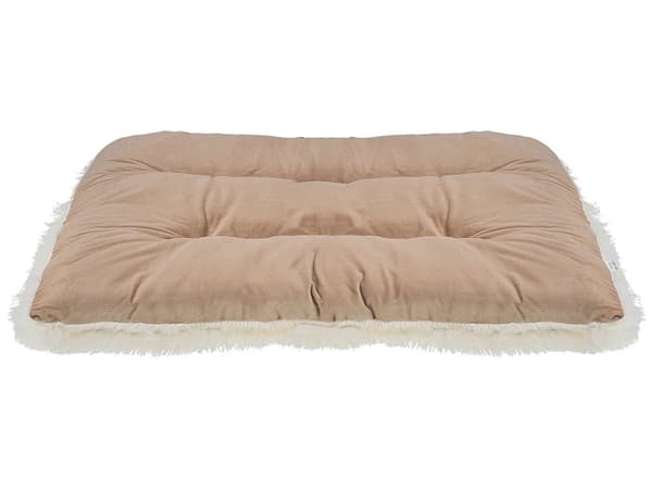 Lemmikin peti beige 60 x 45 x 10 cm sametti polypuuvilla hapsut suorakulmainen koiran peti