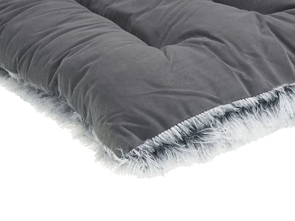 Hundbädd Grå Polyestersammet 90 x 60 cm Tofsar Modern Design Medelstor Bädd För Hundar och Katter Vardagsrum Sovrum Kök