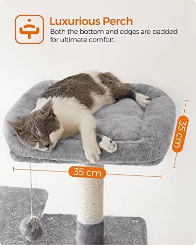 Feandrea Cat Tree, Cat Condo med hængekøje, 143 cm, lysegrå