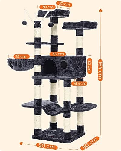 FEANDREA kattetræ, XXL Cat Condo, 164 cm, Smoky Grey
