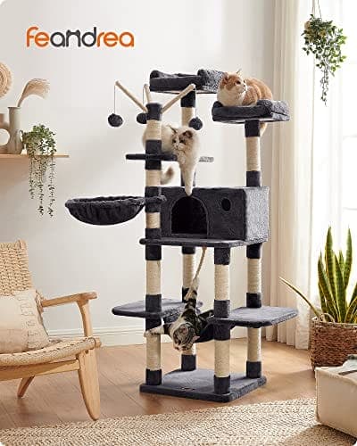 FEANDREA kattetræ, XXL Cat Condo, 164 cm, Smoky Grey