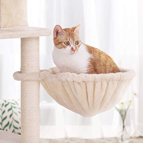 FEANDREA kattträd, högt katttorn, 2 grottor, Beige