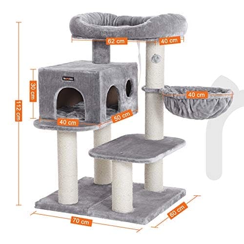 FEANDREA Cat Tree, Cat Tower, Cat Condo säädettävillä yksiköillä, kissan lelut, beige
