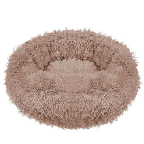 Säng för hundar och katter - SPRINGOS® - Ø 80 cm - Ljusbrun - Tvättbar i 30° - Halkfri