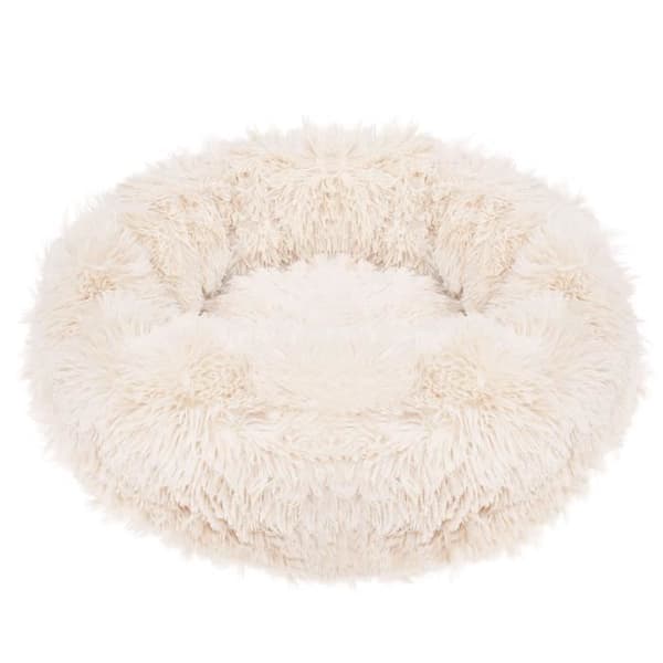 Säng för hundar och katter - SPRINGOS® - Beige - Ø 40 cm - Kan tvättas i maskin - Mysigt och bekvämt