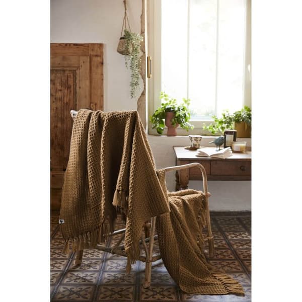 Honeycomb fransfilt "Gabin" alla storlekar - Gabin Camel - 130 x 160 cm