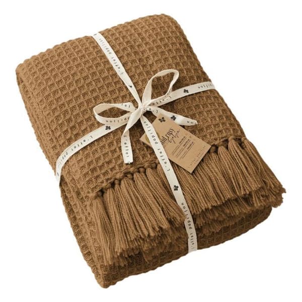 Honeycomb fransfilt "Gabin" alla storlekar - Gabin Camel - 180 x 220 cm