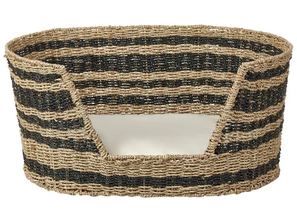 Lemmikin peti luonnonväri 65 x 44 cm meriruoho käsintehty ovaali raidallinen boho rustiikkinen
