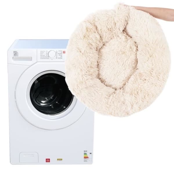 Säng för hund och katt - SPRINGOS® - Beige - 90 cm - Mjuk stoppning - Tvättbar i 30°