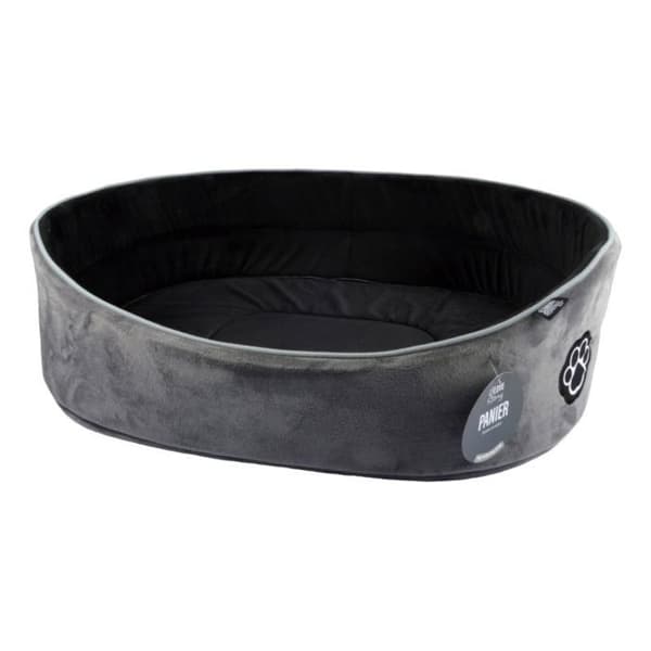 Mjuk inredning oval korg "Patchy" sortiment alla storlekar Love Story - Grå-Svart - L 60 x l 42 x H 16,5 cm