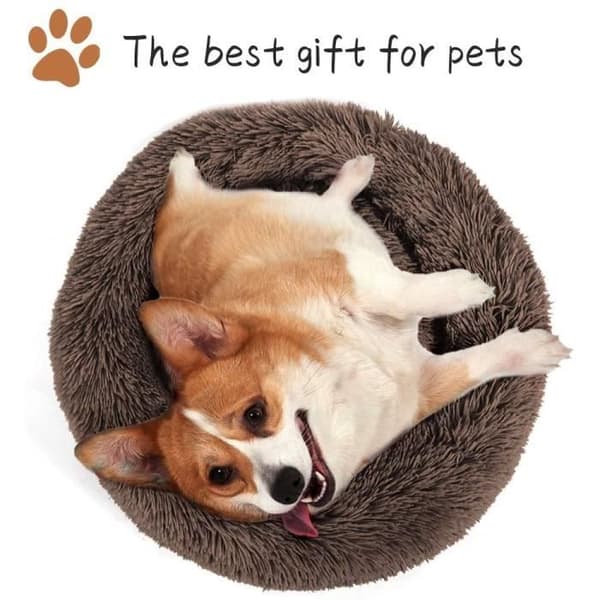 Hund Katt Säng Rund Kattkorg Plysch Extra Mjuk Bekväm och söt Husdjursbo Djupsömn Pet