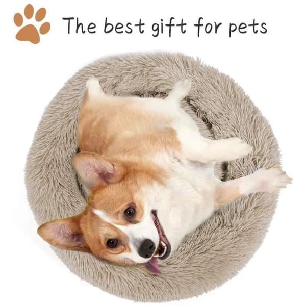 Hund Katt Säng Rund Kattkorg Plysch Extra Mjuk Bekväm och söt Husdjursbo Djupsömn Pet