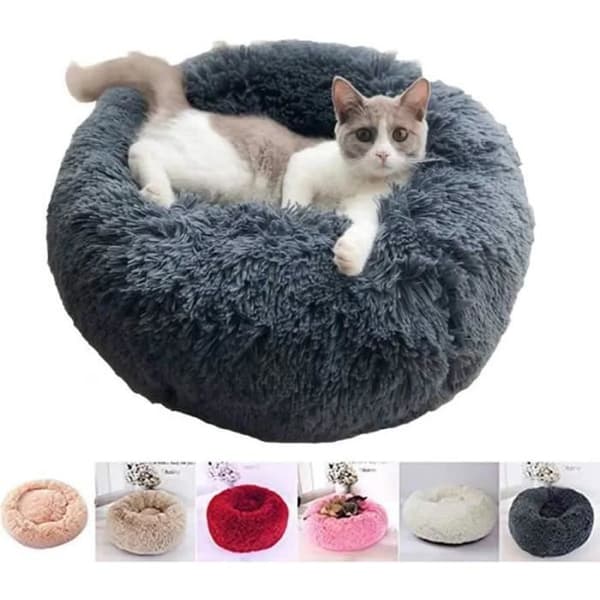Rund korg - Pet Nest - Mörkgrå - 50cm - Mjuk - Bekväm - Inomhus