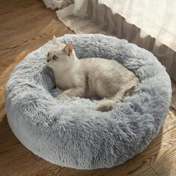 Rund plysch husdjurssäng Korg Tamkatt Madrass Varm hundsäng Kattsand Lämplig för valpar Kattunge Liten