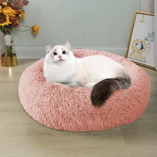 Hund Katt Säng Rund Kattkorg Plysch Extra Mjuk Bekväm och söt Husdjursbo Djupsömn Pet