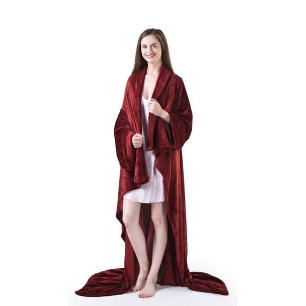 Ärmpläd - Lat - Fleece - Bekväm - Lätt - 150 x 180 cm - Mörkröd