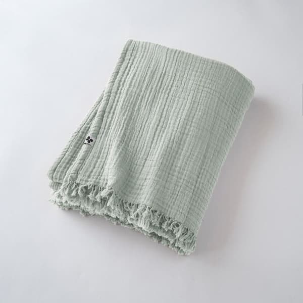 Fransfilt "Gaïa" alla storlekar "Cotton Gauze" - Gaïa Eucalyptus - 180 x 220 cm
