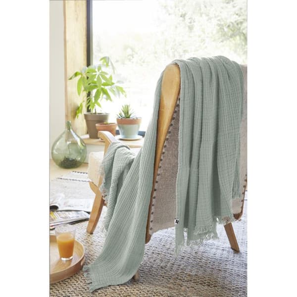 Fransfilt "Gaïa" alla storlekar "Cotton Gauze" - Gaïa Eucalyptus - 180 x 220 cm