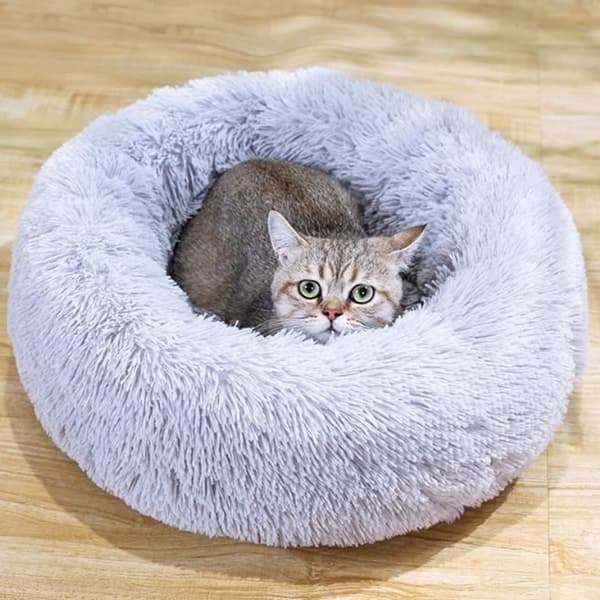 Sovkorg Hund Katt Trash Rund Kudde Vinter Varm Plysch Djursäng - Rosa,50cm