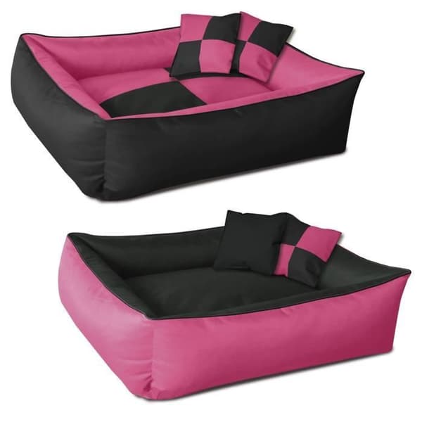 Hundsäng - BedDog® - MAX QUATTRO 2i1 - XL 100x85cm - CANDY (rosa/svart) - Rektangulär