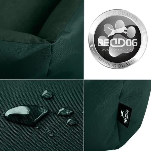 Hundsäng - BedDog® - ZARA - 80x65 cm - Mörkgrön - Rektangulär