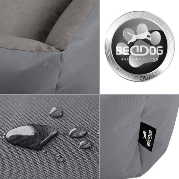 Lit för hund - BedDog® - ZARA - 80x65 cm - Grå STEEL-GREY - Rektangulär