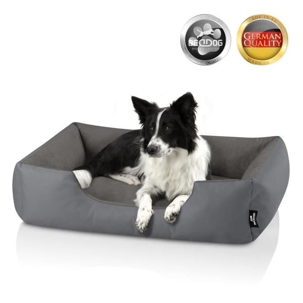Lit för hund - BedDog® - ZARA - 80x65 cm - Grå STEEL-GREY - Rektangulär