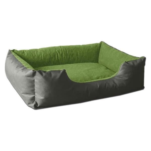 BedDog LUPI hundsäng, korg, hundkudde [XL ca. 100x85cm, GREEN-ROCK (grå/grön)]