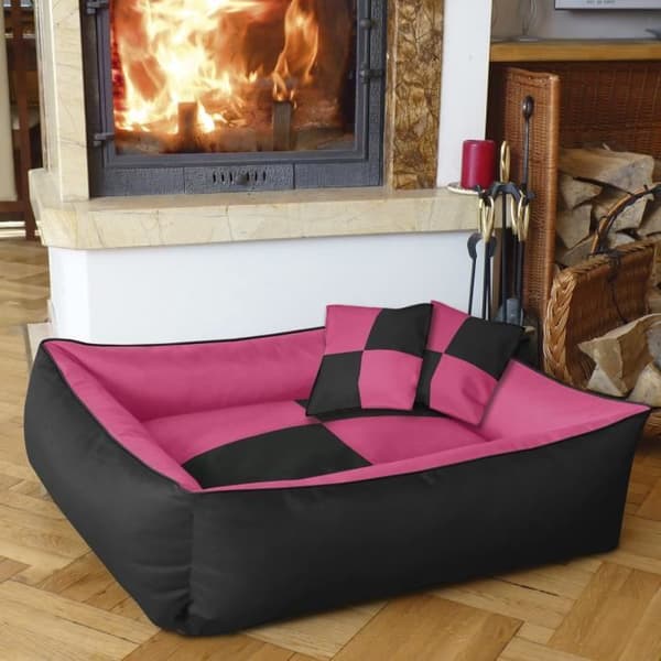 Hundsäng - BedDog® - MAX QUATTRO 2in1 - XXXL 150x110cm - CANDY (rosa/svart) - Rektangulär