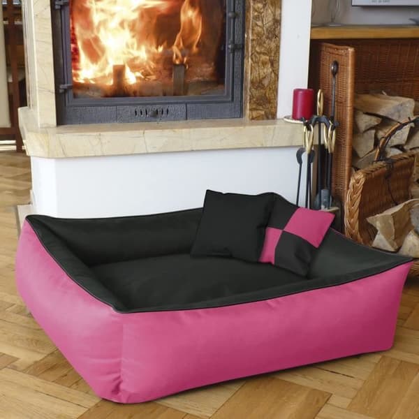 Hundsäng - BedDog® - MAX QUATTRO 2in1 - XXXL 150x110cm - CANDY (rosa/svart) - Rektangulär