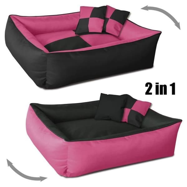 Hundsäng - BedDog® - MAX QUATTRO 2in1 - XXXL 150x110cm - CANDY (rosa/svart) - Rektangulär