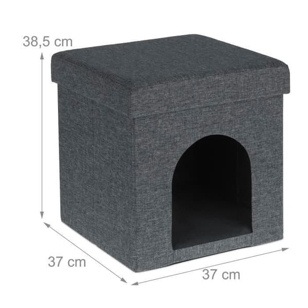 Hopfällbar kattpall - Burtillbehör - Smådjurshem - Grå - Inomhus - Asymmetrisk