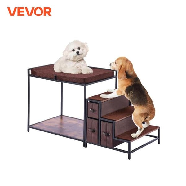 Pet Bunk Bed, Multi-niveau Design, Aftagelige Madrasser, Robust Konstruktion