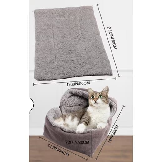 Djurmatta Kattbädd Matta, 3 i 1 Kattkudde, Tvättbar Kattbädd Mjuk-70 x 50 cm