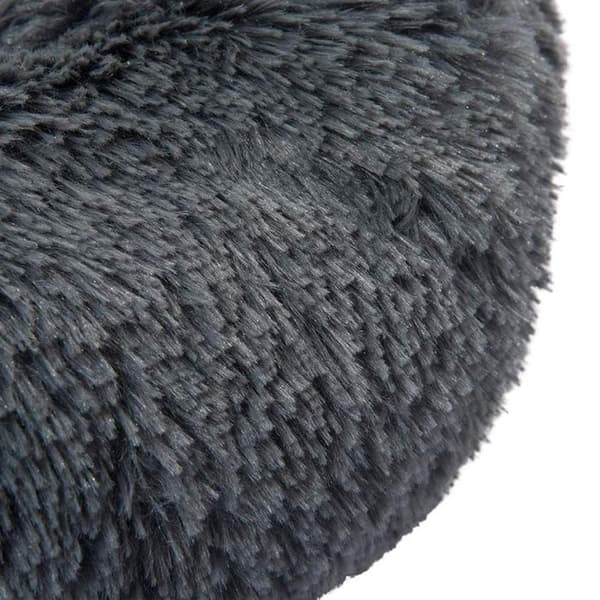 TD® Korg, Säng, Soffa, Kennel, Dyna för katthund - Tvättbar Heavy Duty Rund Vikbar Shaggy för mörkgrå, S 50CM Bekväm