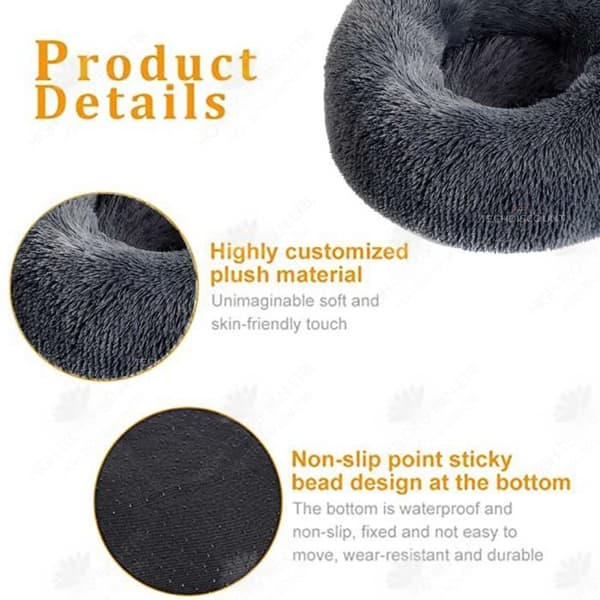 HTBE® Deep sleep dog house rund plysch strömatta höst och vinter kattmadrass husdjurs kennel compa