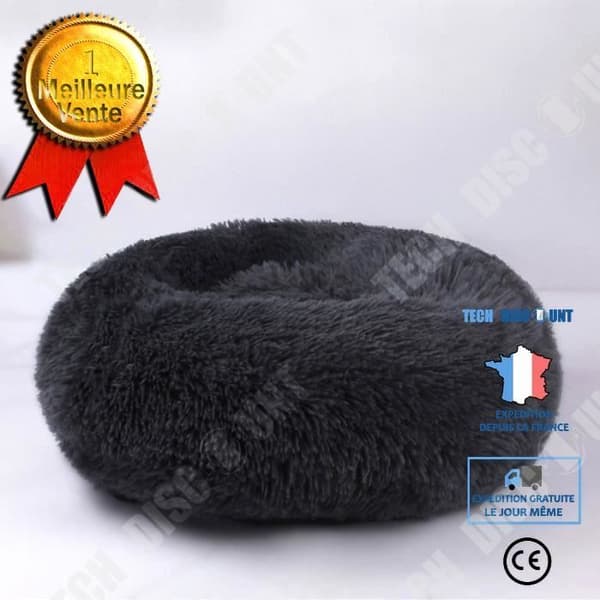 TD® Sovkorg Hund Kattkorg Rund kudde Vintervarm plysch husdjurssäng - Mörkgrå 60 cm / Heavy Duty / Långhårig