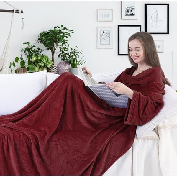 Ärmpläd - Lat - Fleece - Bekväm - Lätt - 150 x 180 cm - Mörkröd