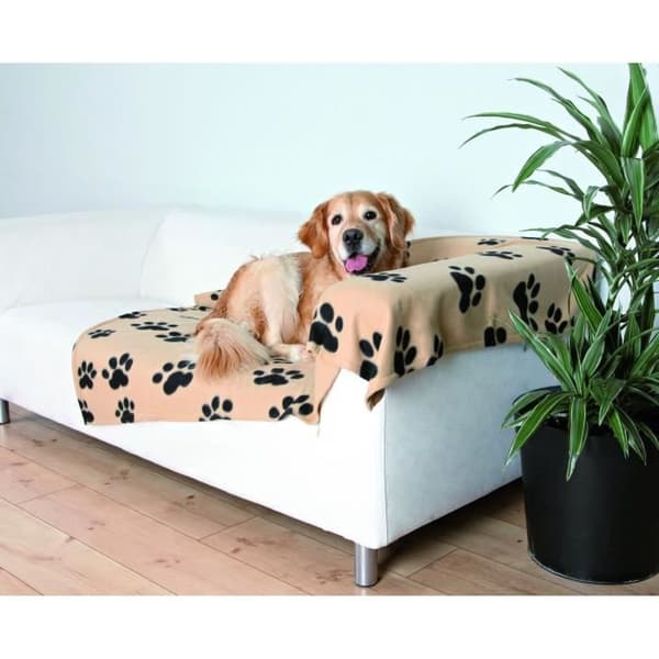 Hundtäcke - TRIXIE - Barney - 150x100 cm - Beige med tassavtryck - Maskintvättbar