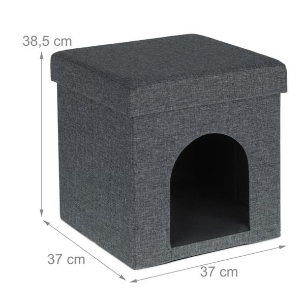 Hopfällbar kattpall - Burtillbehör - Smådjurshem - Grå - Inomhus - Asymmetrisk
