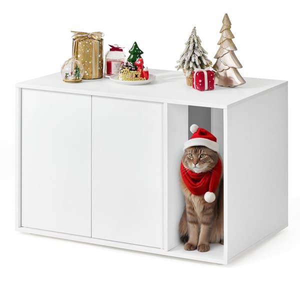 Kattlåda, katthus, för stora katter, sidobord, soffbord, Snövit