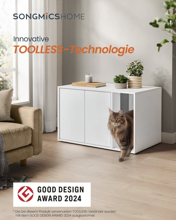 Kattlåda, katthus, för stora katter, sidobord, soffbord, Snövit