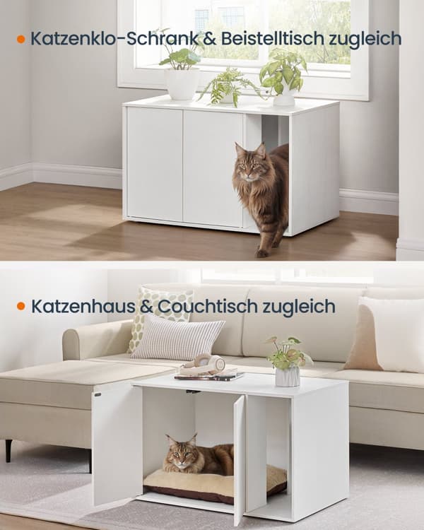 Kattlåda, katthus, för stora katter, sidobord, soffbord, Snövit