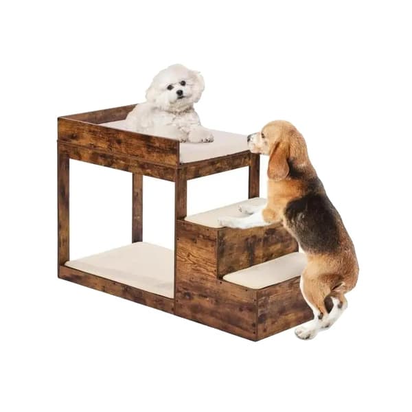 Pet Bunk Bed, Multi-niveau Design, Behagelig Kanin Pels Overflade, Holdbart Sisal Materiale