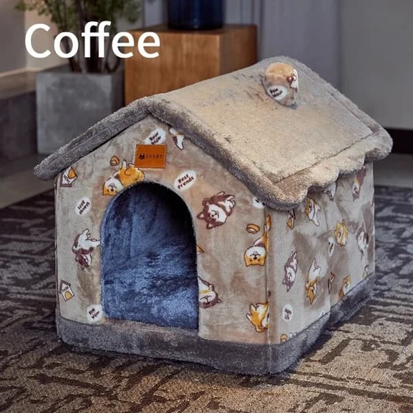 Hundhus, avtagbart överdrag, mysig design,L 53x43x46cm, Hundhus Kaffe Hund